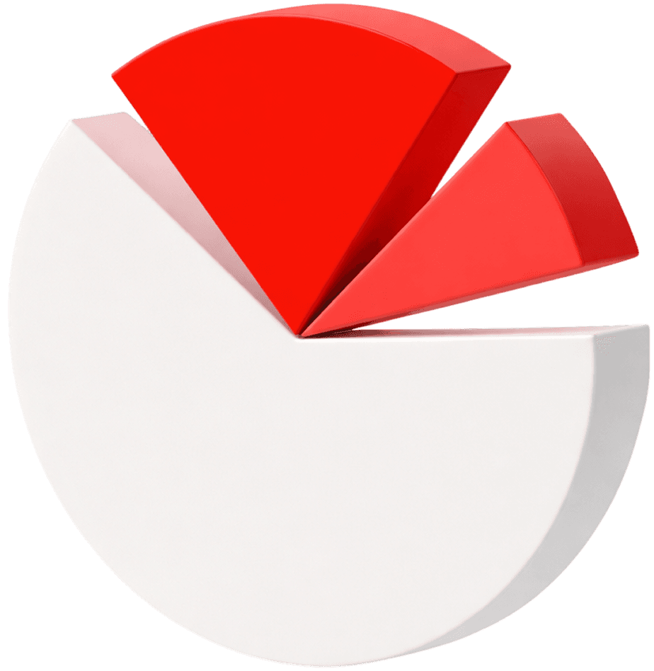 Круговая диаграмма белая с красным сектором