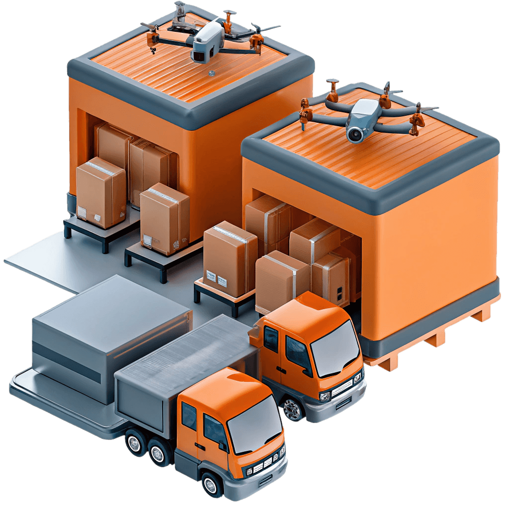 Футуристичное изображение процесса доставки